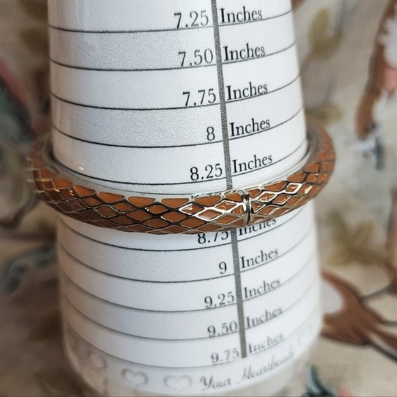 Lia Sophia Silver Multi Diamond Design Caramel Enameled Bangle Bracelet NWT - Picture 2 of 7